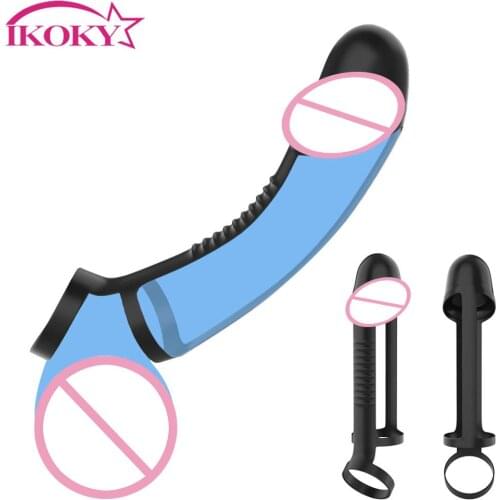 Reusable Cock Ring Extender Condom Penis Enlargement Silicone Penis Sleeve Delayed Ejaculation Sex Toys For Men