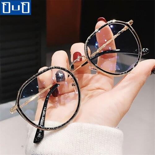 Qutzzmnd Women Men Fashion Classic Round Anti Blue Light Glasses Myopia Glasses Oversized Metal Clear Glasses Frames -1.0 ~ -4.0