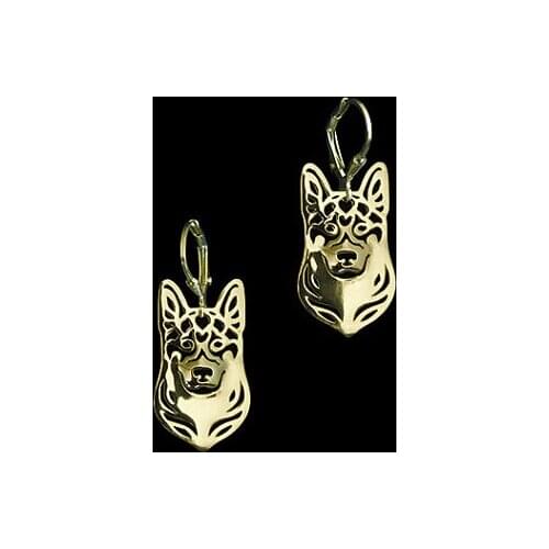 Fashion Style Handmade Cartoon Alloy German shepherd Stud Earring golden color plated mini animal Earing jewelry 12pair/lot