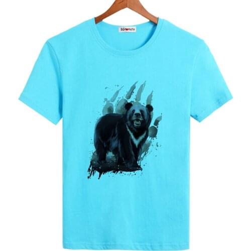 BGtomato Big black bear print tshirt for men new design popular mens t-shirt big bear animal print tops casual shirt