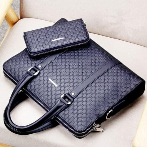 Men Leather Business Handbag Briefcase Double Layers Male Laptop Handbags Men Travel Bag Man Shoulder Bag Bolso Hombre Sac Homme