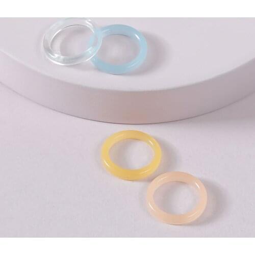 LUNA CHIAO 4 Colors Acrylic Band Rings Set for Women - Bright Color Simplicity Resin Ring