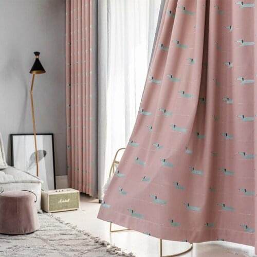 2021 New Modern Nordic High-end Pink Jacquard Childrens Room Curtain Fabric Girl Bedroom Cartoon Living Room Curtain Product