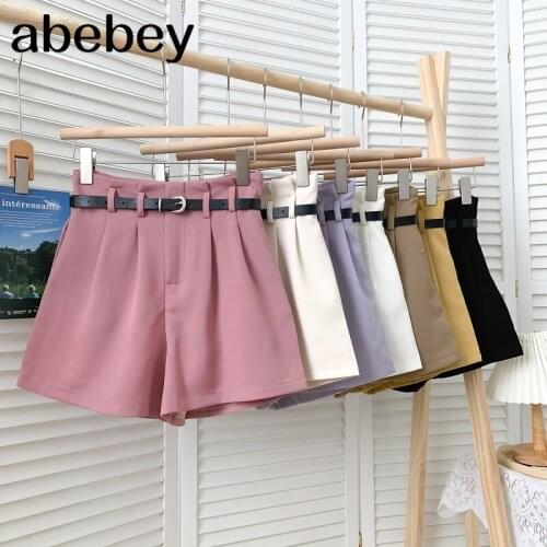 2021 New Summer Fashion All-match solid Shorts ruched high waist slim Suit Shorts casual wide leg Shorts