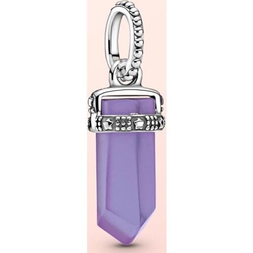 New 100% 925 Sterling Silver Purple Amulet Pendant fit Original Pandola Bracelet DIY fine Jewelry for Women Valentines Day Gift