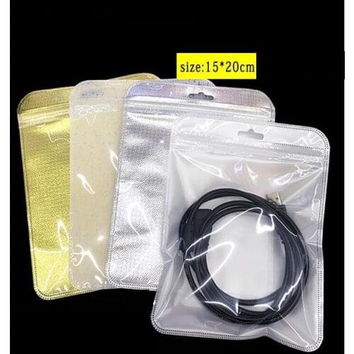 50Pcs/Lot 15x20CM Zip Lock Plastic Bags Socks Briefs Self Sealing Packaging Bag gold Jewelry Gift Packge Bag Resealable pouches