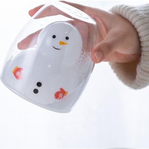 Merry Christmas Day Series 3D Tree Wish Star Snowman Cafe Coffee Mug Micro Landscape Snowflakes Flying Gift Milk Glass Tea Cup