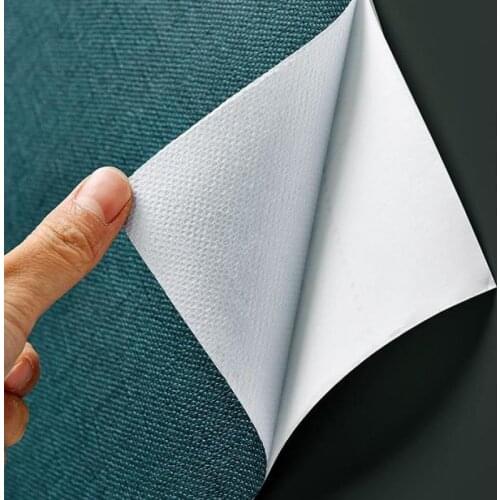 Self-adhesive wallpaper home bedroom living room dining room background pure pigment color linen pattern green sticker