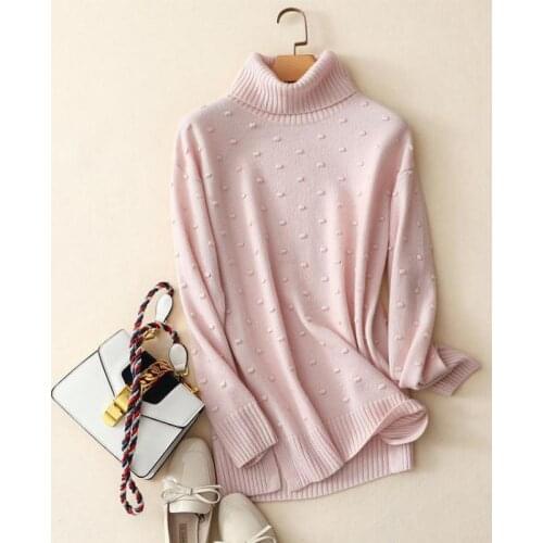 Shuchan Warm Knitted Sweater For Women 100% Cashmere Womens Sweater Turtleneck Pullovers Dot Clothes Winter Womens 2018