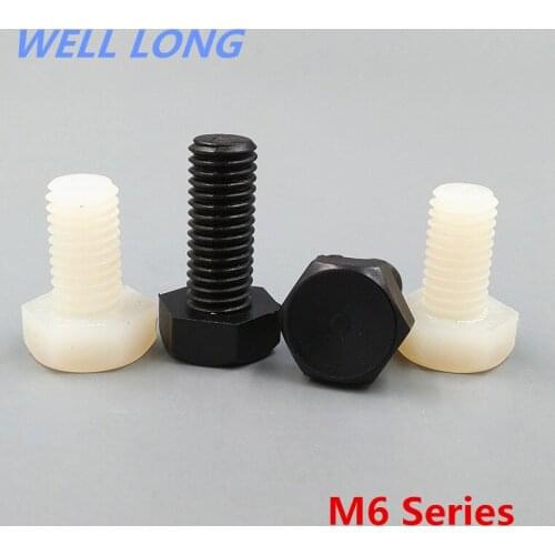 Hexagonal Nylon Screw Bolt White Plastic Screw Hexagon Bolt Plastic Screw, M6 Series
