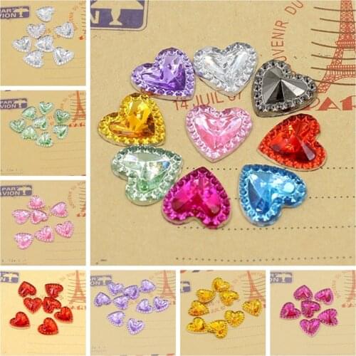 100Pcs 12mm Mixed Heart/Love Shape Acrylic Rhinestone Flatback Rhinestones,Crystal Cabochons, Jewelry Accessories For DIY
