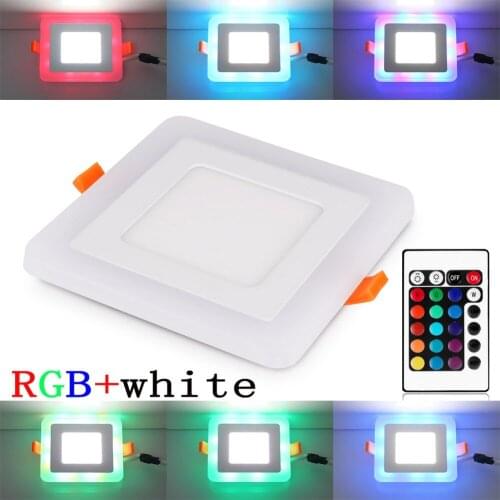 Ultra Slim 6W 9W 18W 24W Dual Color RGB LED Panel Light Concealed Cool White Lamp Square Ceiling Light AC 100-265V