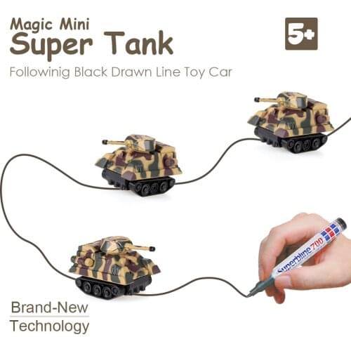Magic Pen Inductive Car Truck Tank Follow Any Drawn Black Line Track Mini Toy Engineering Vehicles Educational Toys for Children