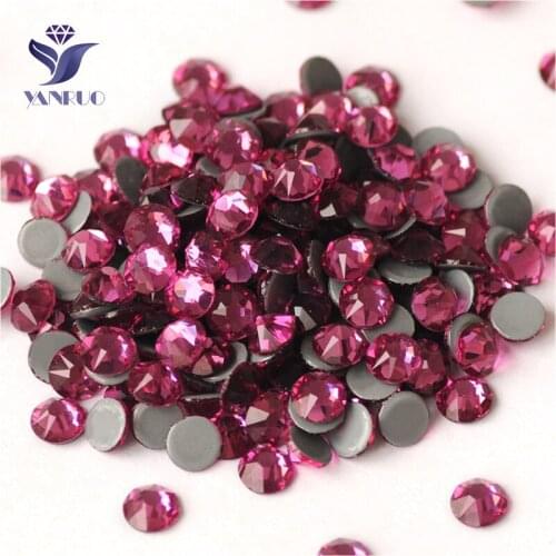 YANRUO 2088HF All Sizes Fuchsia Flatback Hot Fix Rhinestones Luxury Gems Glass Strass Hotfix Crystals Stones For Clothes