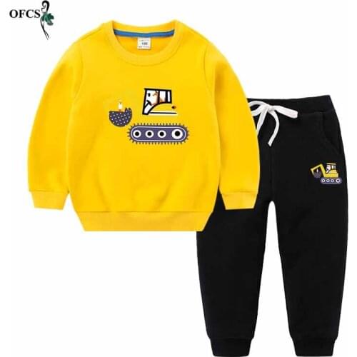 2-12Y Winter Girls Thick Set Casual Children Suits Cartoon Long Sleeve T-shirt Tops+Pants Fashion Boy Clothing Kids Sports Sets