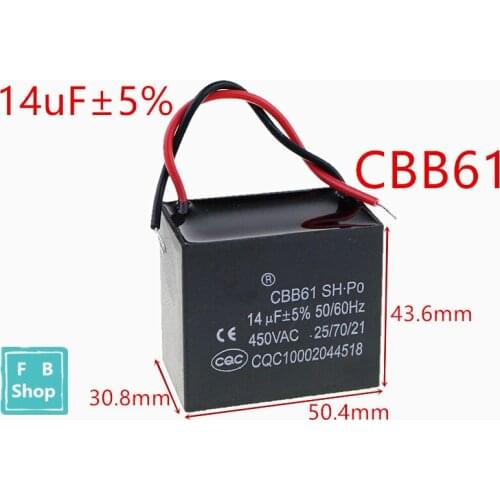 1pcs CBB61 14uF 450VAC starting capacitance AC Fan Capacitor CBB Motor Run Capacitor