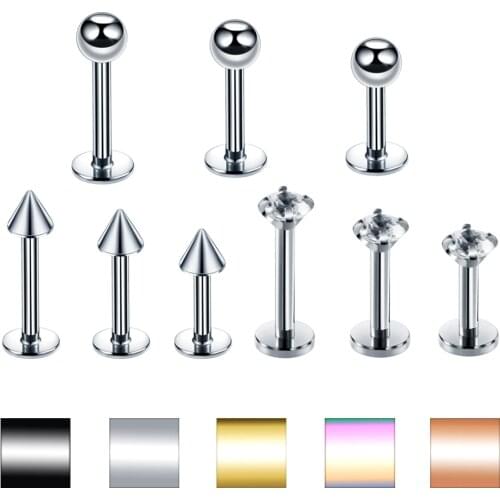 1PC Steel Labret Monore Ring Lip Stud Piercing Orelha Cartilage Ear Helix Stud Tragus Barbell Earrings Piercing Sexy Jewelry 16G