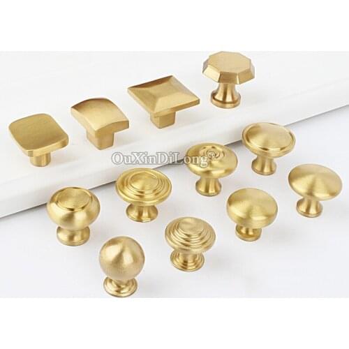 European 10PCS Solid Brass Kitchen Cabinet Pulls Handles Cupboard Wardrobe Drawer Wine Cabinet Handles&Knobs Furniture Hardware