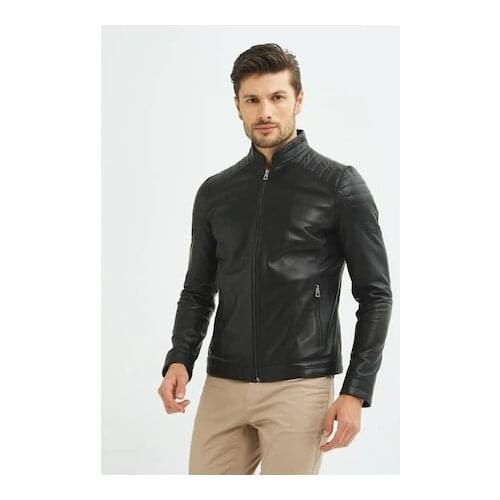 100 Orginal Genuine Men 'S Leather Coat Tight-Fitting Mold Jack Black Color Turkey production fast shipping