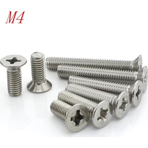100pcs GB819 m4 stainless steel flat contersunk head machine screw M4*6/8/10/12/16/20/25/30
