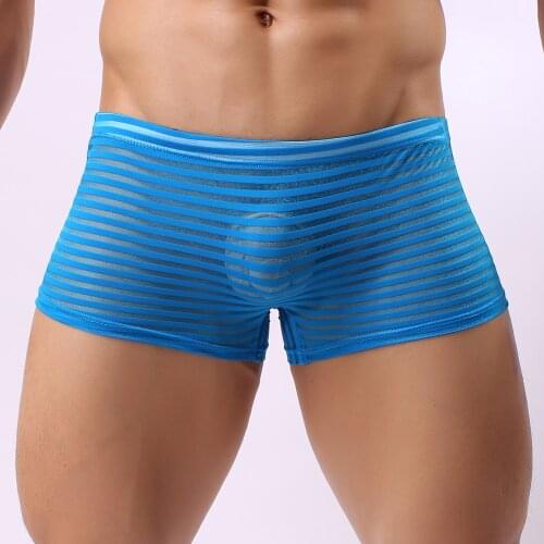 2021 New Sexy Men See Through Seamless Boxer Briefs Underwear Shorts Trunks Underpants Mens Underwear M~2XL
