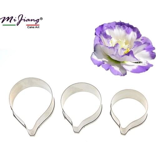 3pcs/set Lisianthus Flower Petal Cookie Cutter Stainless Steel Fondant Cake Decorating Tools Cake Mold Kitchen Accessories SA332