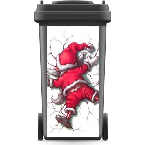 3D Creative Rubbish Bin Sticker Funny Santa Wallpaper mural Wall Print Decal Removable Wall Mural Kitchen Accessories Garden