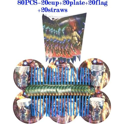 40/80pcs Star Wars Theme Birthday Party Decor Paper Plate Cup Straws Banner Disposable Tableware Set Baby Shower Party Supplies