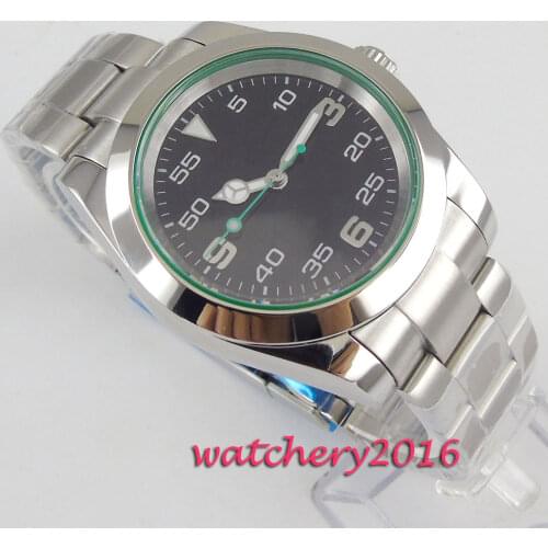 40mm Bliger Black Sterile Dial Sapphire Glass polished Case 2019 New Fashion Top Brand Luxury Automatic movement mens Watch