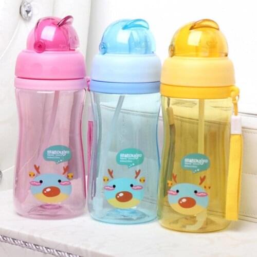 450ML Baby Cartoon Drink Water Straw Cup Kids Cute Juice Training Bottle Cups Infant Children Learn Drinking Bottles