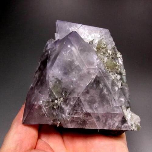 713g Violet Fluorite Cluster w/ Green Quartz - crystals and stones healing Mineral specimen Home Decor feng shui decoration