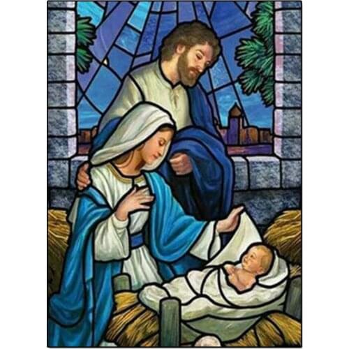 Diy Diamond Painting Nativity Day Cross Stitch Diamond Embroidery Religious Of Rhinestones Christmas Church Banner Decor YG2447