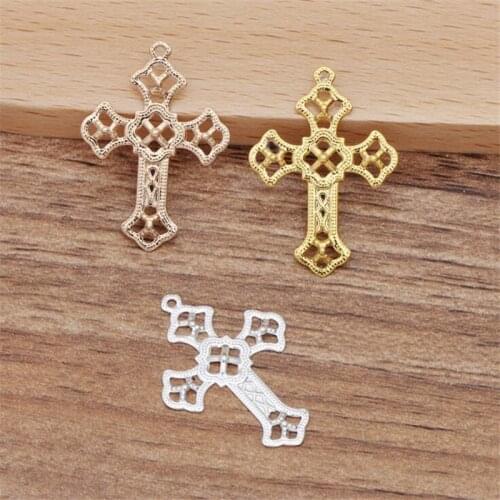 SIXTY TOWFISH 30 Pieces 26*18mm DIY Jewelry Accessories Handmade Materials Charms Brass Flower Filigree Flower Slice