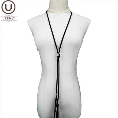 UKEBAY New Alloy Necklaces Bead Accessories Long Tassel Necklace Women Handmade Gothic Jewelry Rubber Meterial Pendants Chains