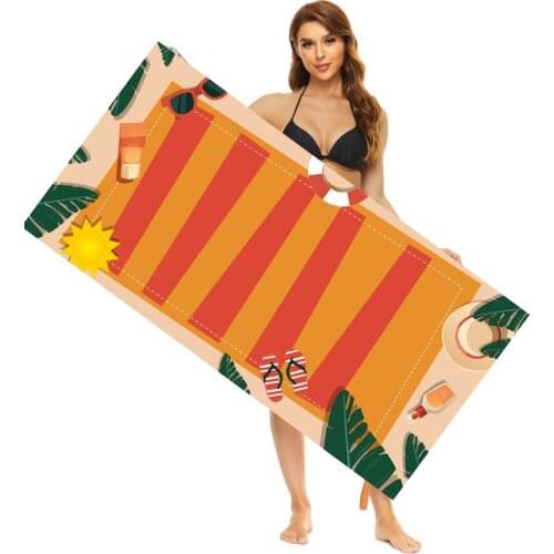 Printed Quick-dry Bibble Towel Swim Sports Towel Quick-dry Portable Travel Beach Towel Large Size Beach Bath Towel Mat Aquatic