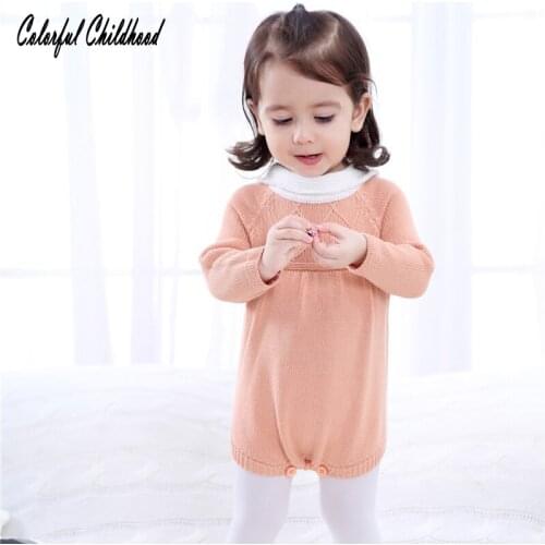 Lovely cozzy Autumn Knitted romper baby boys girls clothes set long-sleeve ruffles overalls Newborn baby pajamas cotton