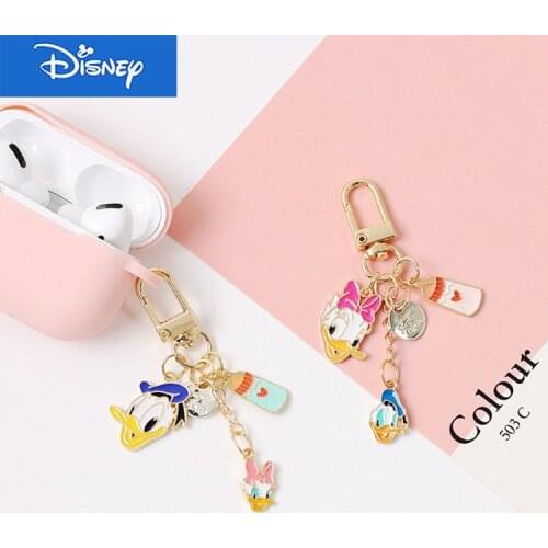 Disney Cute Donald Fauntleroy Duck Daisy Metal Enamel Keychain for Woman Bag Airpods Accessories Car Keyring Charms Gift
