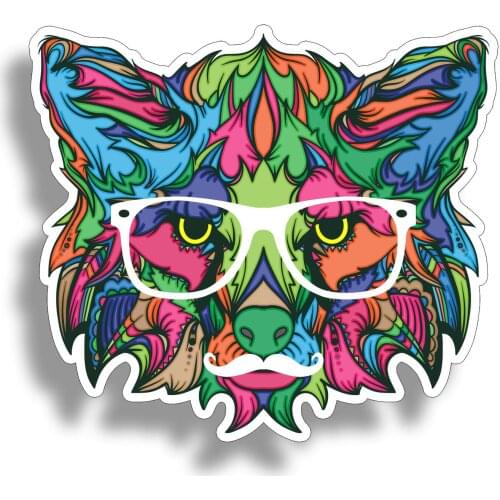 Graffiti glasses cat sticker cup cooler car car laptop bumper window applique pet wolf fox