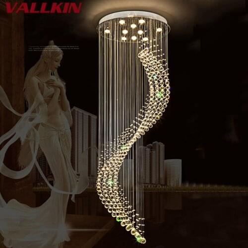 K9 Crystal Stair LED Chandeliers Modern Artistic Spiral Suspension Lightings Restaurant Hotel Villa Lobby Large Hanging Lamp