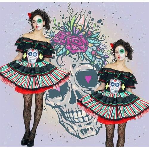 Skeleton Costume Women Cosplay Purim Party Role Play Scary Skull Bone Dress Scary Devil Of Dead Skeleton Adult Cosplay Costumes