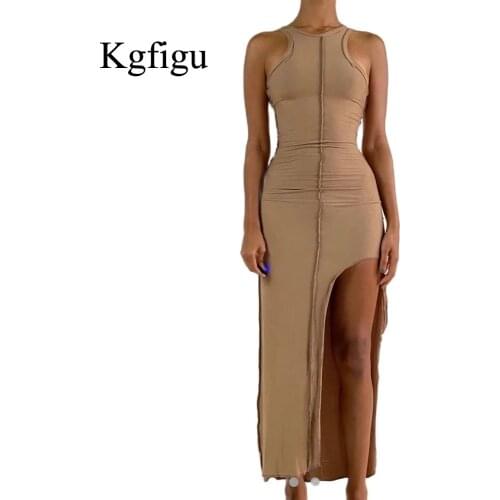 KGFIGU 2020 New Arriaval O-Neck Breathable High Waist Sleeveless Ankle Length Elegant Women Fashion Ladies Dress