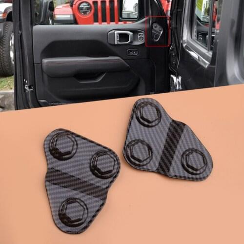 2Pcs Carbon Fiber Texture ABS Car Door Screw Protector Cover Trim Fit for Jeep Wrangler JL JLU JT 2018 2019 2020 2021