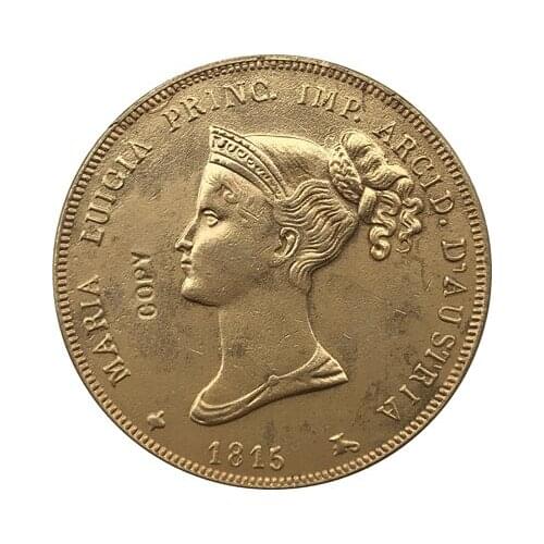 24 - K gold plated 1815 Italian states 40 Lire - Maria Luigia coins copy
