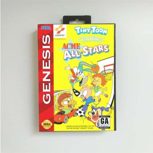 Tiny Toon Adventures ACME All Stars - USA Cover With Retail Box 16 Bit MD Game Card for Sega Megadrive Genesis Video Console