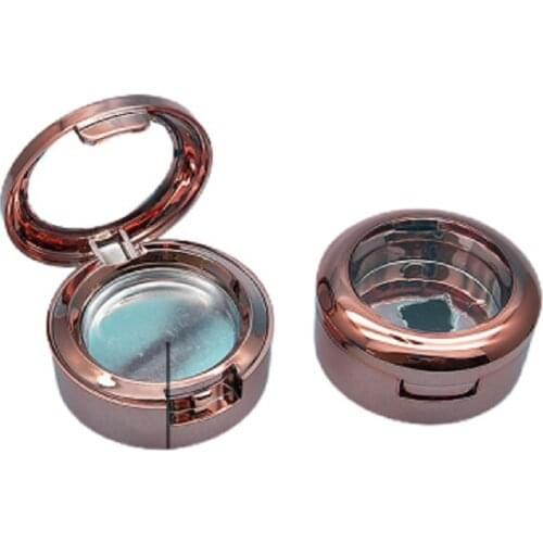 26MM Round Rose Gold Eyeshadow Case Empty Plastic Box Clear Lid Cosmetic Powder Blusher Compact Packaging Container 50pcs /Lot