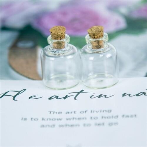 22x28x7 mm 4ml Mini Glass Wish Bottles Pendants Empty Clear Transparent Small Glass Bottles With Cork 100 pcs