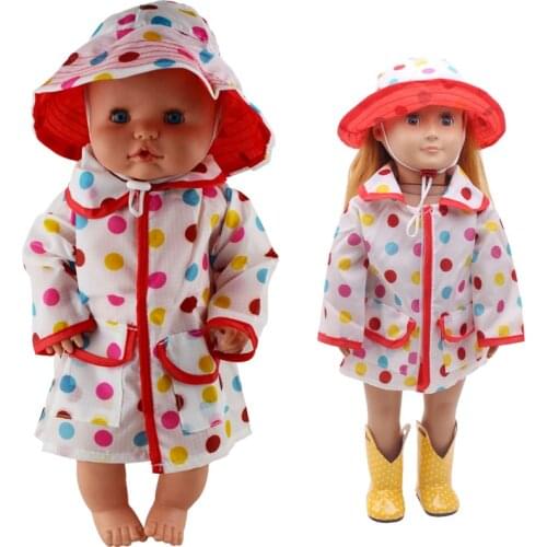 Lovely Raincoat Suits Fit 43cm Baby New Born doll,42cm Nenuco Doll,American Girl 18inch Doll Clothes Accessories