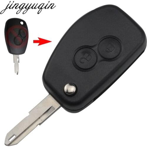 Jingyuqin Modified 2 Button Remote Flip Key Shell for For Renault Megane Modus Espace Laguna Duster Logan DACIA Sandero Clio Fob
