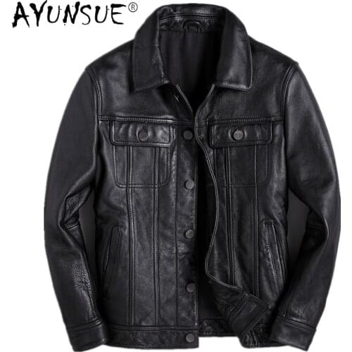 Genuine Leather Jacket Men Spring Autumn 100% Cowhide Leather Coat Vintage High Quality Mens Jackets and Coats 2020 Hommes Veste