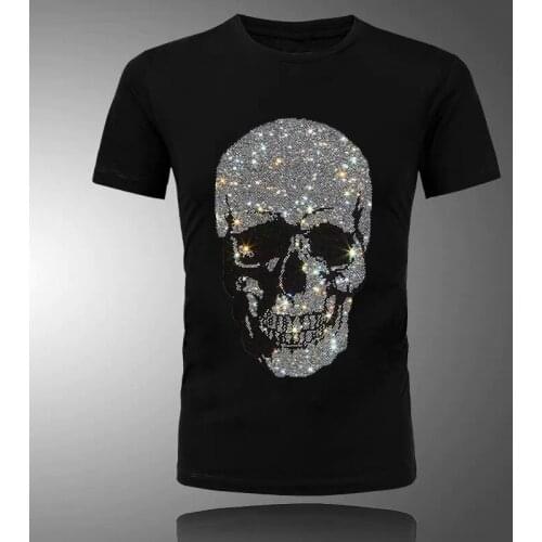 Mens T-Shirt Oversized Summer Tees Heavy Craft Design Hot Rhinestone Casual Street Short Sleeve 2021 Spring Party Star Tops 5XL